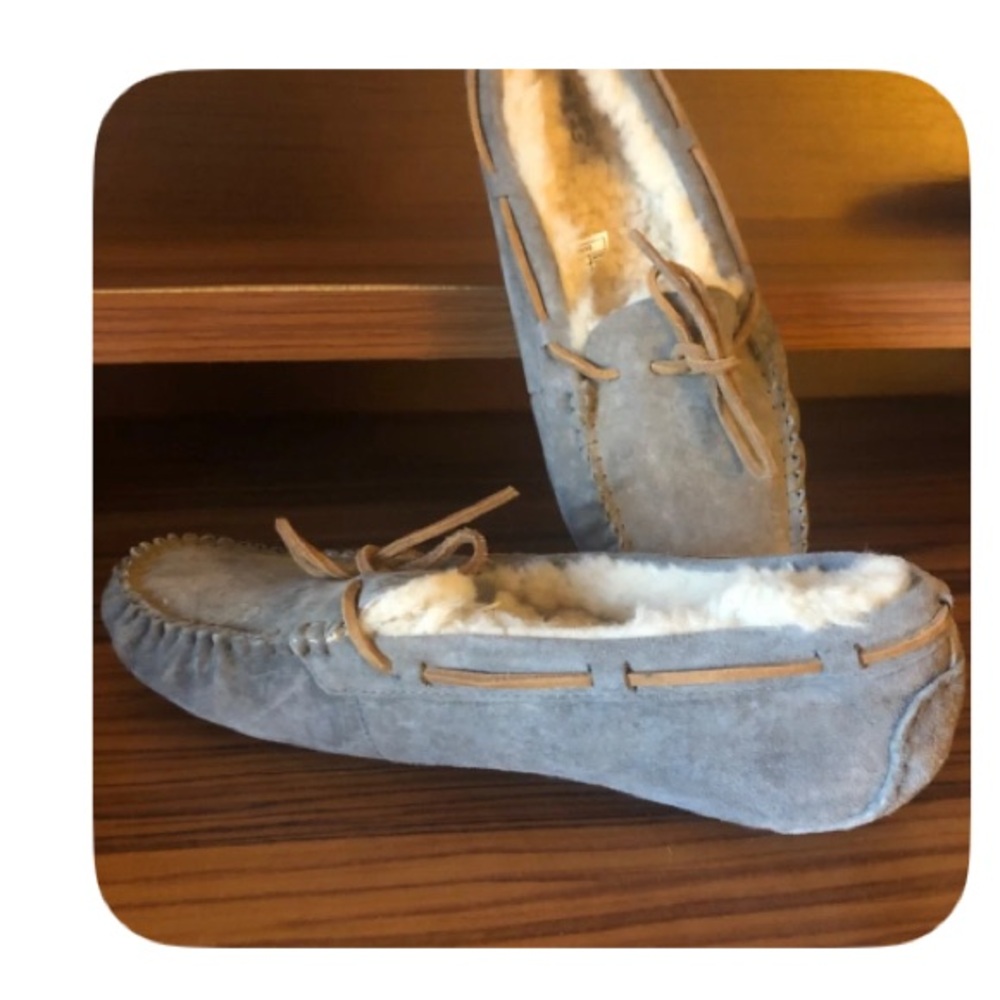 Cozy Grey Suede Moccasins with Sheepskin Lining
